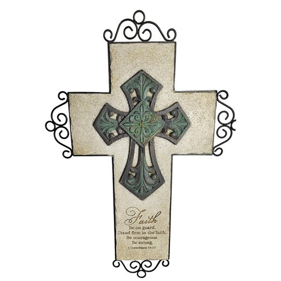 Faith Cross Wall Decor Inspirational Religious Home Accent‎ Scripture Art - Picture 1 of 5